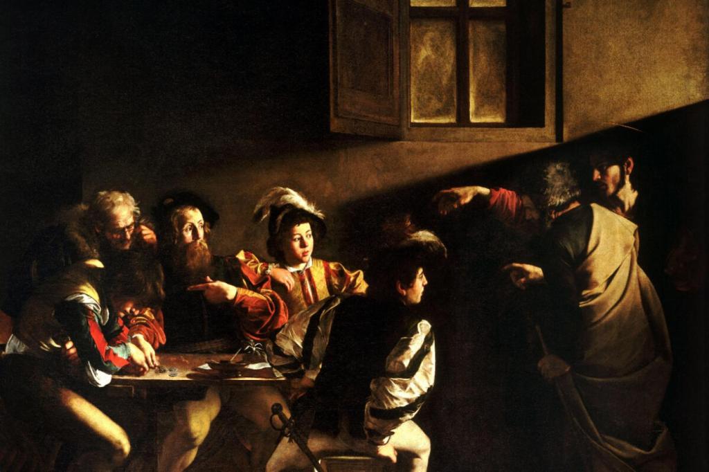 The Calling of Saint Matthew is an oil painting by the Italian Baroque master Caravaggio that depicts the moment Jesus Christ calls on the tax collector Matthew to follow him.